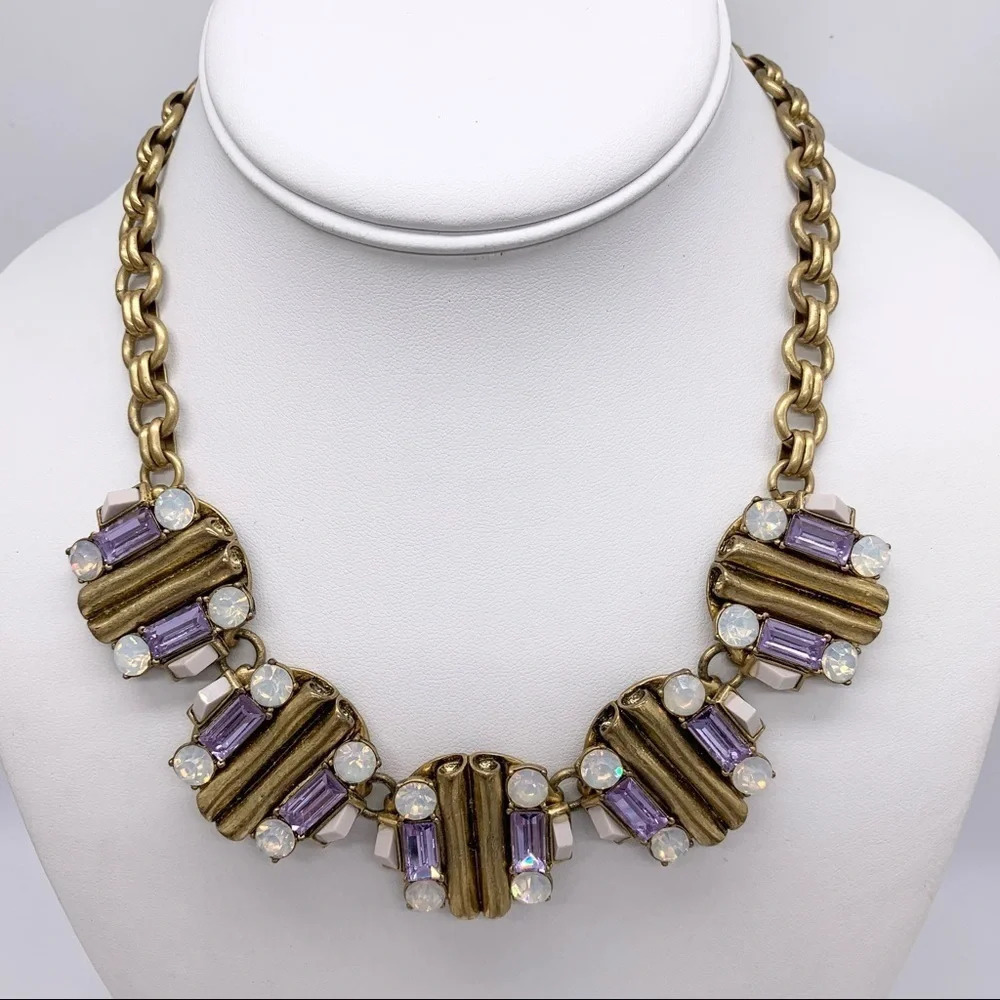 J. Crew Opalescent Lilac Crystal Discs Necklace